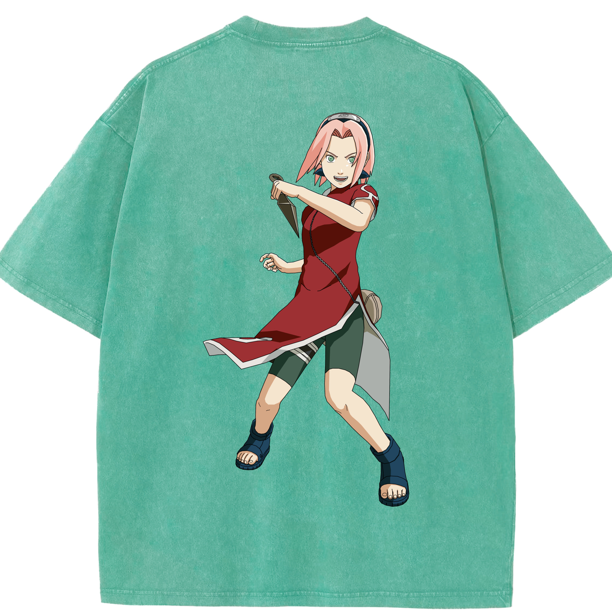 （画像用） NARUTO -ナルト- 春野サクラ Haruno Sakura 綿100% ヴィンテージ風 半袖Tシャツ（背面プリント）